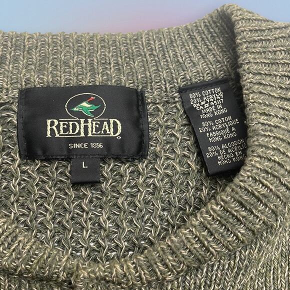REDHEAD Men’s Large Green Button Collar Sweater - Picture 3 of 3